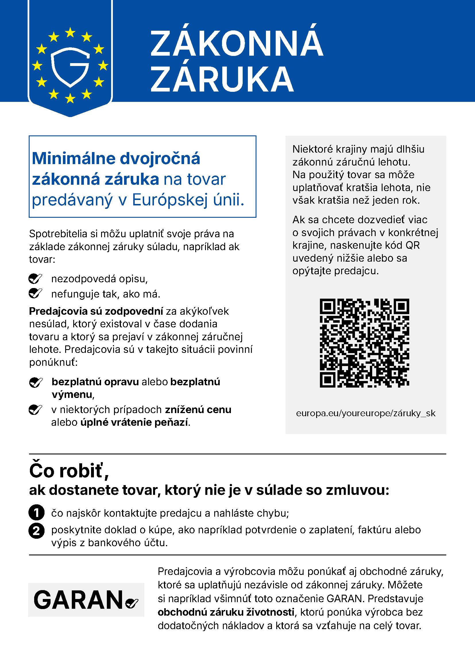 Poučenie o zákonnej záruke